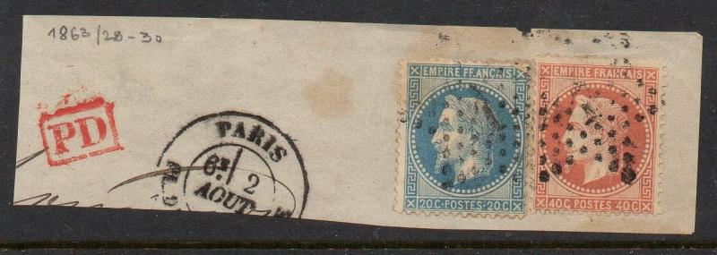 France 1863-70 20c, 40c OP Paris CDS VFU (33, 5)