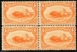 UNITED STATES 4c TRANS MISSISSIPPI SCOTT#287 BLOCK OF FOUR  MINT NH/LH  AS SHOWN