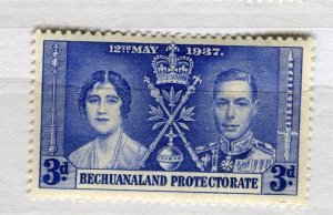 BECHUANALAND; 1937 early GVI Coronation issue fine Mint hinged 3d. value