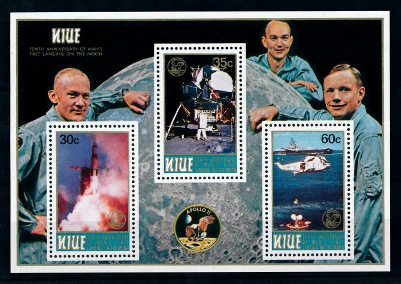 [102267] Niue 1979 Space travel weltraum Apollo 11 helicopter Sheet MNH