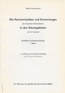 Die Postwertzeichen und Entwertungen, A. Friedemann. German Offices and Colonies