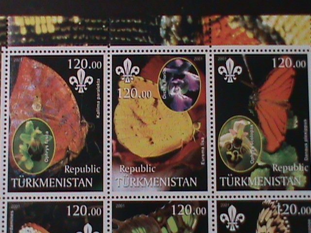 TURKMENISTAN-2001-LOVELY BUTTERFLIES - WITH SCOUT LOCO-MNH- S/S-VF LAST ONE