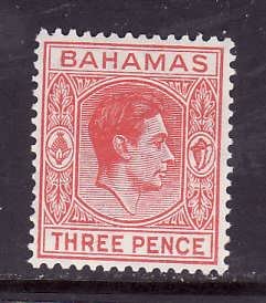 Bahamas-Sc#156-unused hinged 3p rose red -KGVI-id2-1952-