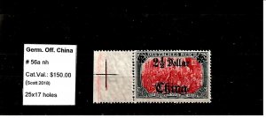 German OFFICES in CHINA Sc 56a NH issue of 1906 - 5M WMKD - 25x17 HOLES