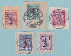 ALBANIA J1 - J5 POSTAGE DUES  USED SET ON PIECE - NO FAULTS VERY FINE! - P645