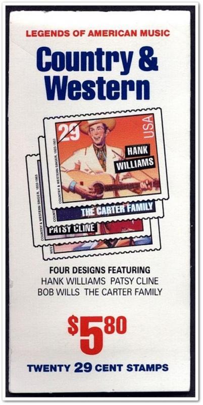 SC#BK210 29¢ Country & Western Booklet: Plate #A111111 (1993) MNH
