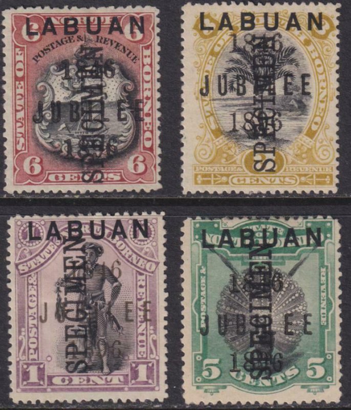 Labuan 1896 SC 66,68-70 Specimen Ovpt MLH 