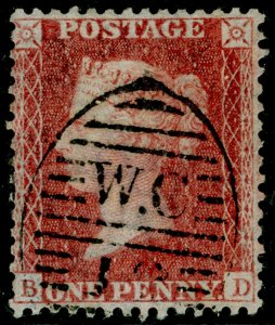 SG40, 1d rose-red PLATE 62, LC14, FINE USED. Cat £18. BD 