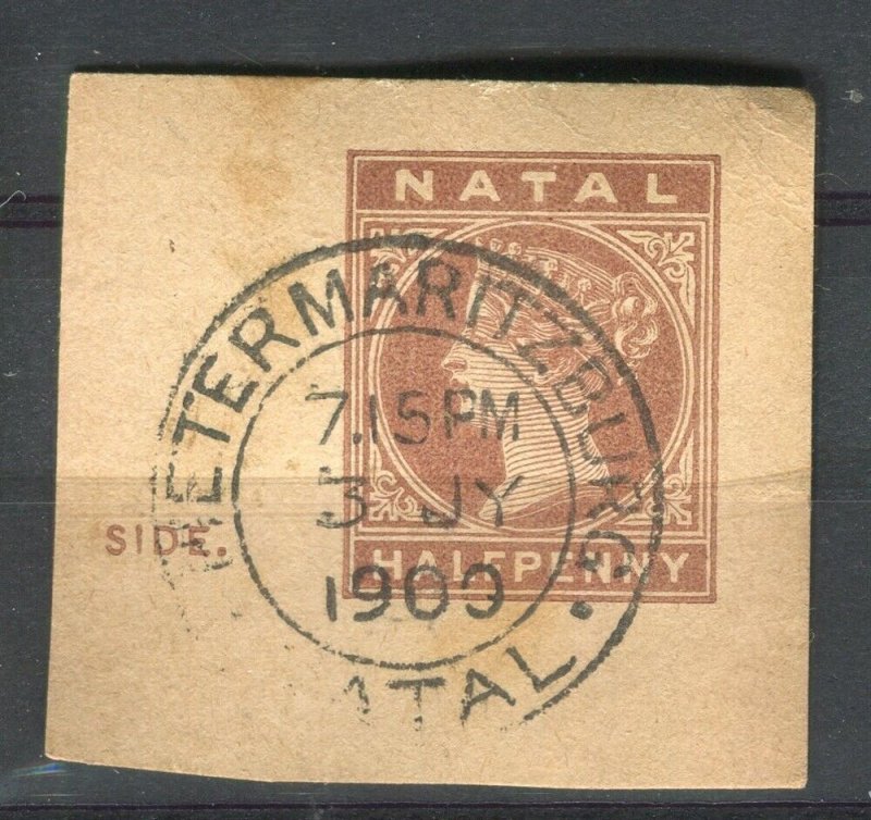 NATAL; 1890s-00s classic QV issue used POSTAL STATIONARY Postmark PIECE