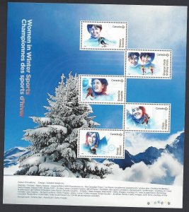 Canada #3079 MNH sheet, Canadian women in winter sports, issued 2018