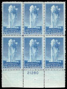 USA 744 Mint (NH) Plate Block of 6 (Dist gum. Perf sep top & bot right stamps)