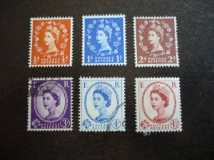 Stamps - Great Britain - Scott#353c - 360a - Used  & MH Part Set of 6 Stamps