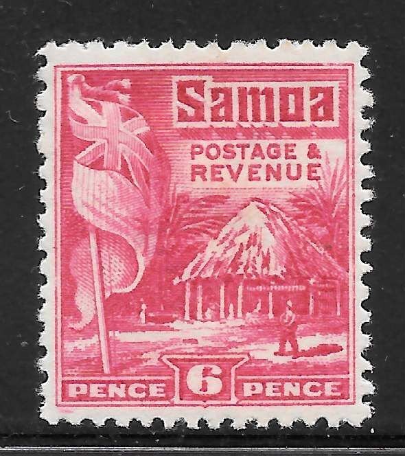 Samoa Scott 150 Unused HOG - 1921 6p British Flag and Samoan House - SCV $2.00