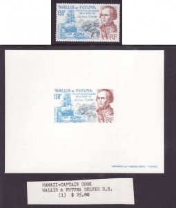 Wallis & Futuna-Sc#96- id9-unused NH set+deluxe sheet-Capt. Cook-Ships-1979-