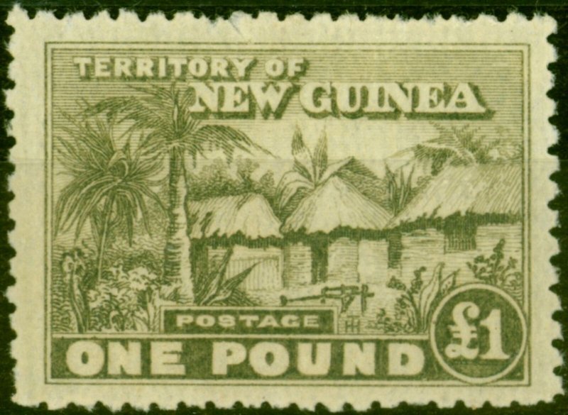 New Guinea 1925 £1 Dull Olive-Green SG136 Fine Lightly Mtd Mint