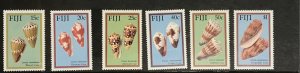 Fiji #564-69 MHN set  various sea shells, issued 1979