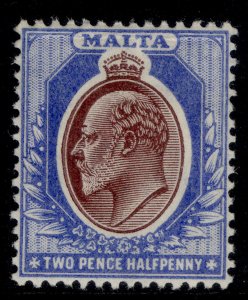 MALTA EDVII SG52, 2½d maroon & blue, M MINT. Cat £40.