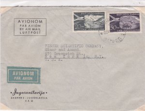 Yugoslavia 1950s Zagreb2 Cancel to U.S.A plane Airmail Stamps Cover ref R 17259