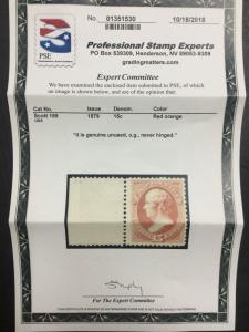 MOMEN: US STAMPS #189 MINT OG NH MARGIN PSE CERT