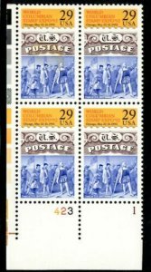 1992 World Columbian Stamp Expo Plate Block of 4 29c Stamps, Sc# 2616, MNH, OG