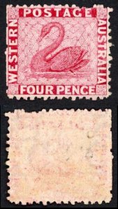 Western Australia SG56 1864-79 4d Carmine Wmk Crown CC M/M