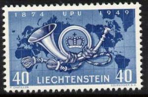 Liechtenstein 237 MNH UPU, Post Horn, Map, Crown