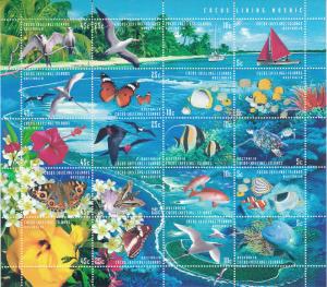 Cocos (Keeling) Islands 1999 MNH Scott #331 Sheet of 20 5 strips of 4 Map, fi...