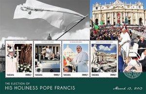 Tanzania 2013 - Election of Pope Francis Sheet of 4 Stamps MNH