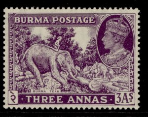 BURMA GVI SG26, 3a dull violet, M MINT. Cat £21.