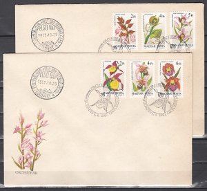 Hungary, Scott cat. 3087-3092. Orchids issue. First day covers. ^