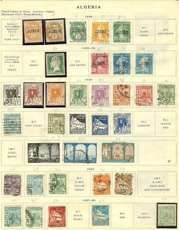 ALGERIA 32 DIFFERENT EARLY STAMPS