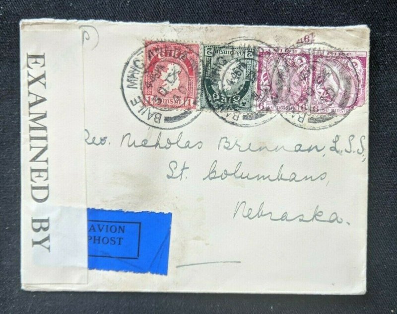 1940 Ireland Censorship Cover to Nebraska USA