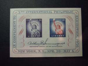 1956 #1075 5th International Philatelic Exhibition Souvenir Sheet  MNH OG