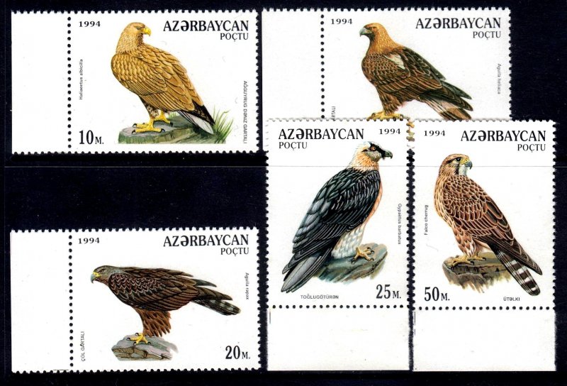 Azerbaijan 1994 Raptors Complete Mint MNH Set SC 458-462