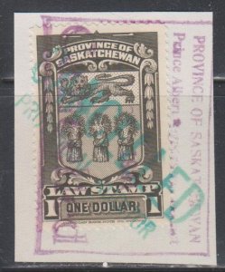 Canada, Revenue,  $1 Saskatchewan Law Stamp (SL39) USED