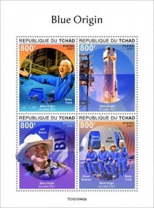 Chad - 2021 Blue Origin & Jeff Bezos - 4 Stamp Sheet - TCH210442a