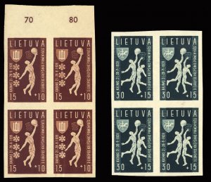 Lithuania #B52-53 (Mi.429-430U) Cat€480, 1939 Basketball, 15c+10c and 30c+1...