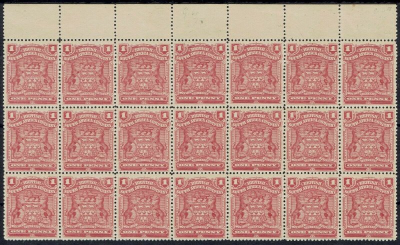 RHODESIA 1898 ARMS 1D BLOCK */**