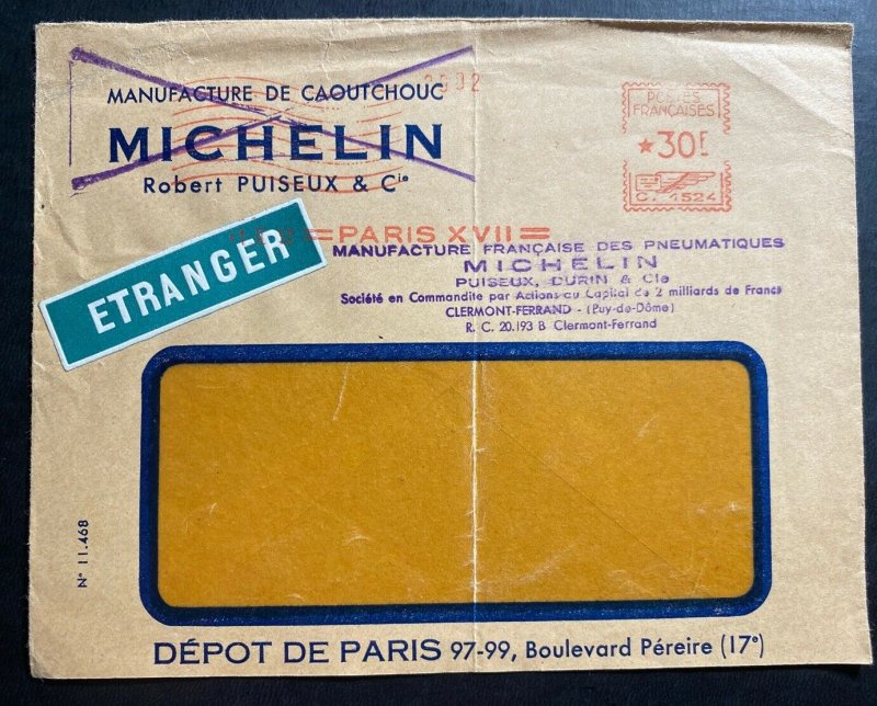 1952 Paria France Michelin Tires Advertising Window Meter Cancel Cover