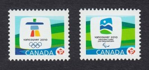 OLYMPIC / PARALYMPIC 2010 EMBLEMS = Pair of SS stamps = MNH Canada 2009 #2305a,b