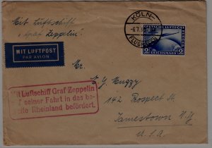 Germany Zeppelin cover 6.7.30 Koln Koblenz