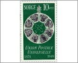 Norway Mint NK 380 Universal Postal Union 10 Øre Green,Grey