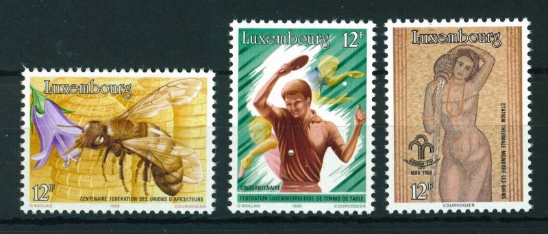 Luxembourg 1986 Anniversaries full set of stamps. MNH. Sg 1177-1179