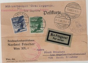 1929 Vienna Austria Graf Zeppelin postcard cover Around the World FLight