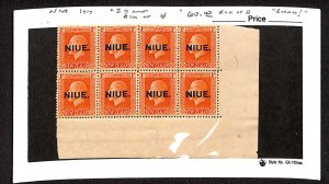 Niue Postage Stamp, #29 Mint Block of Eight, 1917