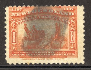 Newfoundland Scott 67 Used H - 1897 Fishing/Cabot Discovery - SCV $15.00