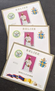 EDW1949SELL : BELIZE 1983 Sc #666-67 Pope visit Blk of 4 & 4 S/S VF MNH Cat $175