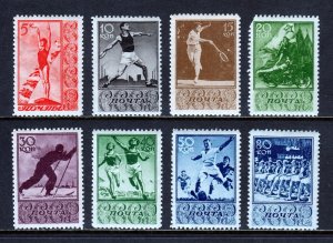 RUSSIA — SCOTT 698-705 — 1938 ATHLETICS SET — MNH — SCV $290