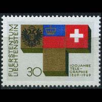 LIECHTENSTEIN 1969 - Scott# 461 Telegraph Set of 1 NH