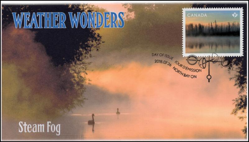 CA18-035, 2018, Weather Wonders, Pictorial, FDC, Steam Fog